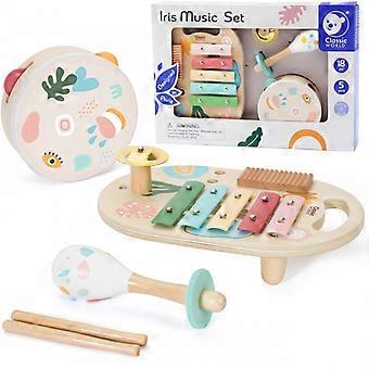 CLASSIC WORLD Set Med Musikinstrument för Barn Cymbaler Trumma Skallra 5 st