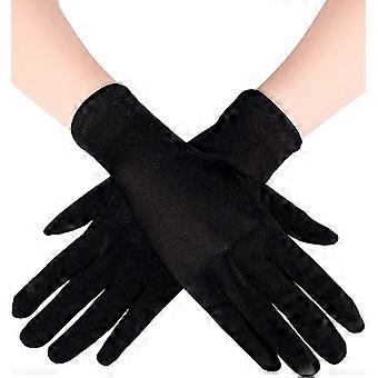 Gants courts en satin, mi-longs, pour femme, style robe de soirée, idéale pour les mariages, les banquets et les fêtes.