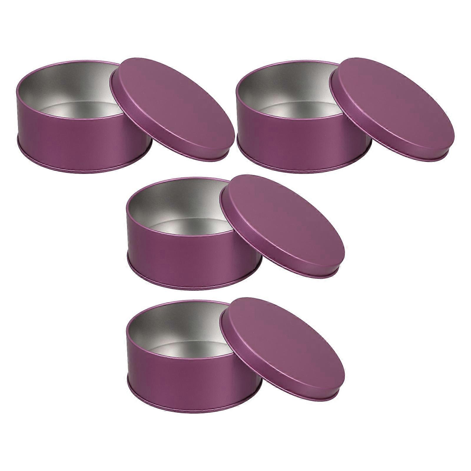 Gift Packaging Box for Cookie Storage with 4Pcs Violet Tin Containers