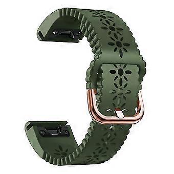 Pulseira de silicone com padrão floral vazado, ajustável, com sistema de liberação rápida, para relógios Garmin Fenix ​​7s / 6s Pro / 5s Plus / Instinct 2s (S05).