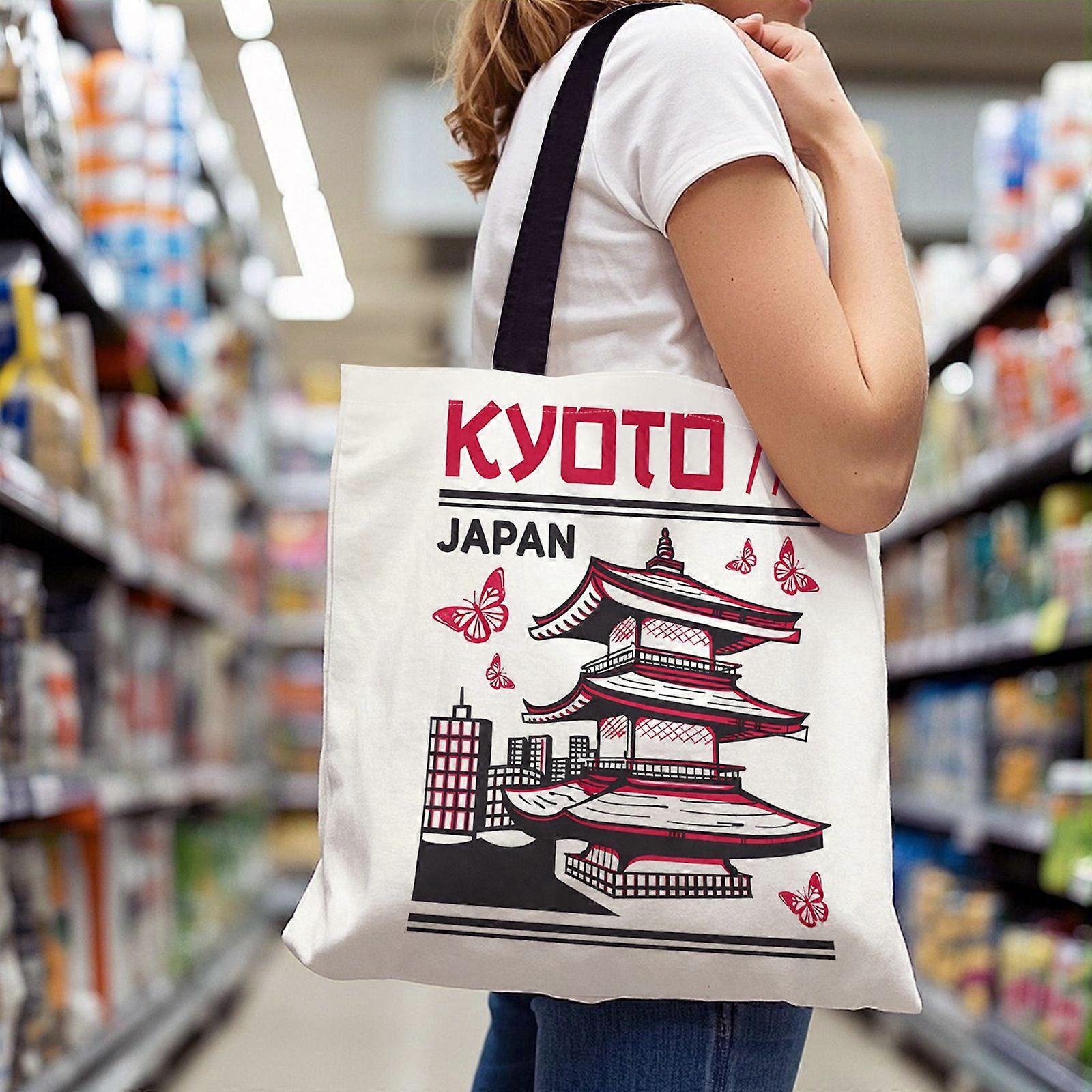Sac fourre-tout grande capacité, motif pagode, Kyoto (Japon), léger et résistant, double poignée et pliable.
