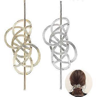 Elegant Retro Hairpin 2 Pcs Vintage Metal Hairpin Vintage Hollow Out Hair Clips Geometric Hair Clips Headwear Hairpins For Woman