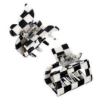 KATEA Checker Klauen Schildkrötenspangen Krallenclips für Frauen rutschfester Griff Gitterdesign Haarkiefer Clips Klemme 80er Jahre Ästhetik Große Haaraccessoires für