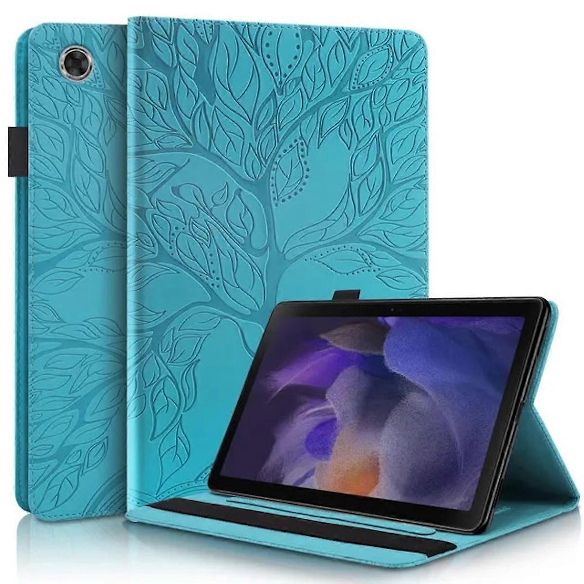 For Samsung Galaxy Tab A9 Plus Tree Pattern Faux Leather Case Cover Bag Blue