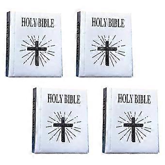 Micro Bible Book Mini Bible Adorn for Decor 4Pcs Paper Silver