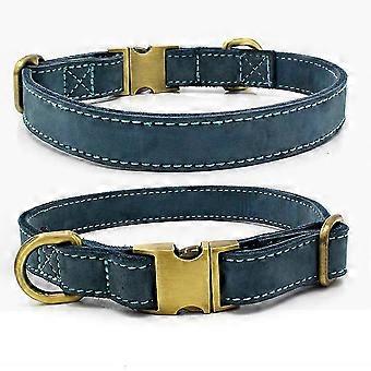 Collare per cani regolabile in vera pelle con fibbia incisa al laser e chiusura rapida in metallo resistente, ideale per passeggiate quotidiane e attività all'aperto.