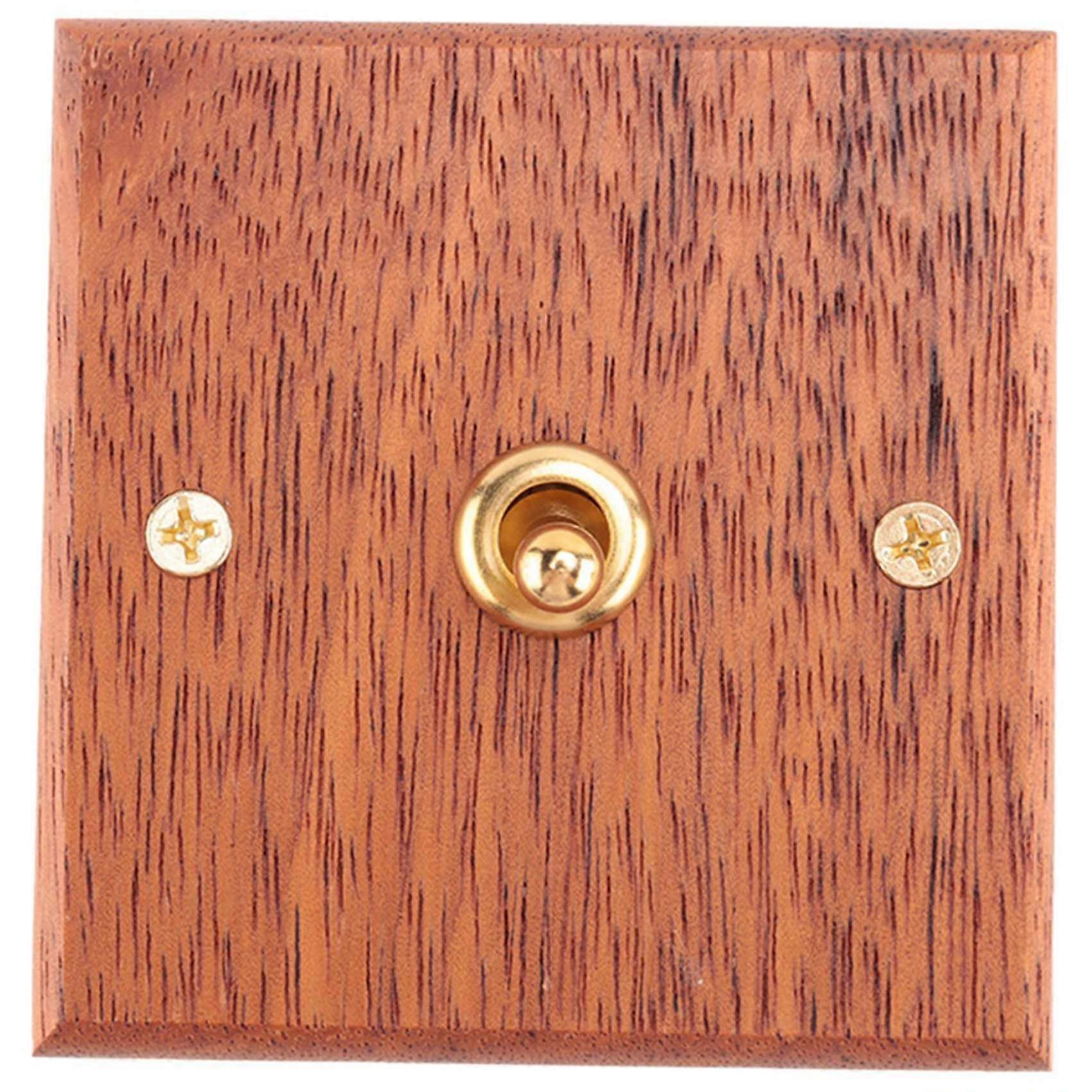 86 Type Solid Wood Panel Switch Wall Light Retro Brass Toggle Switch Wood Grain Electrical Switch Socket 1- Switch