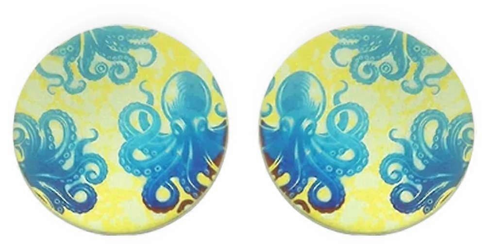 Ti2 Titanium Large Octopus Stud Earrings - Yellow