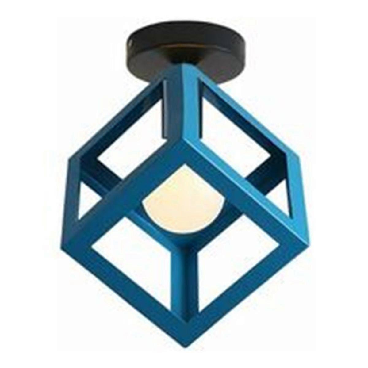 Geometric Iron Ceiling Light, Industrial Modern Rustic Semi-Flush Mount