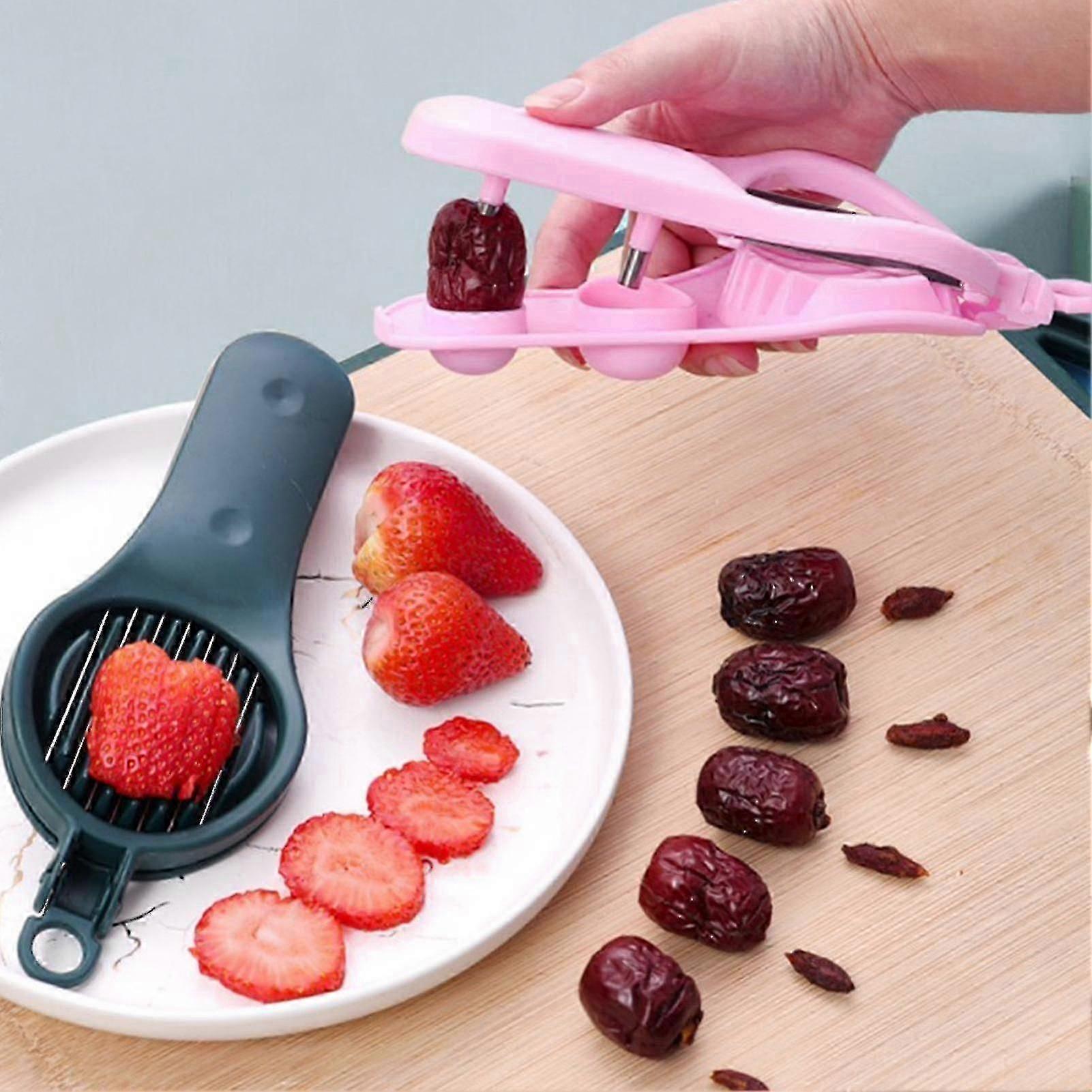 2pcs Simple Operation 2-in-1 Cherry Pitter Slicer Tool Multifunctional Corn Remover