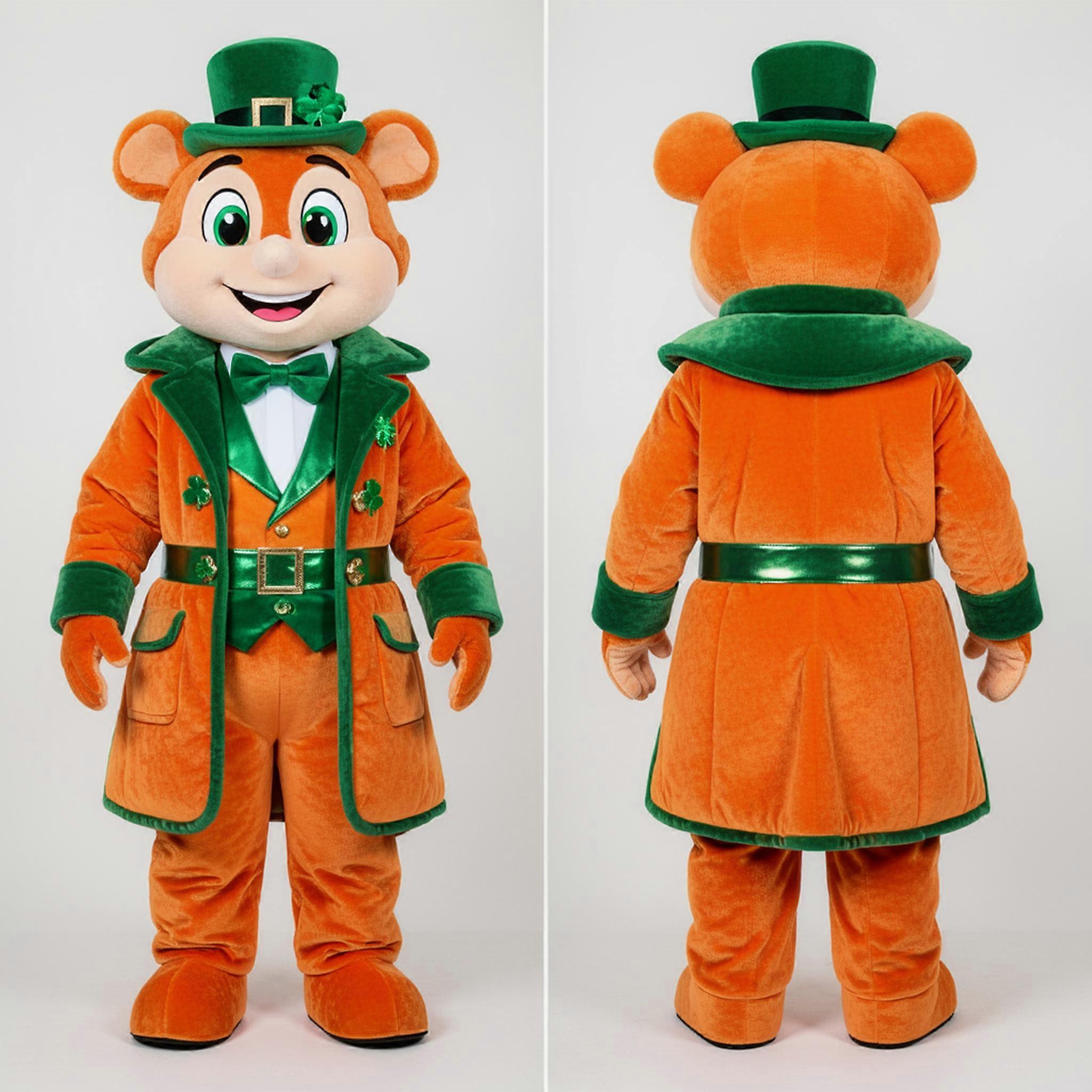 MASTICOT Vibrant Orange Cheerful Irish Dancer Mascot