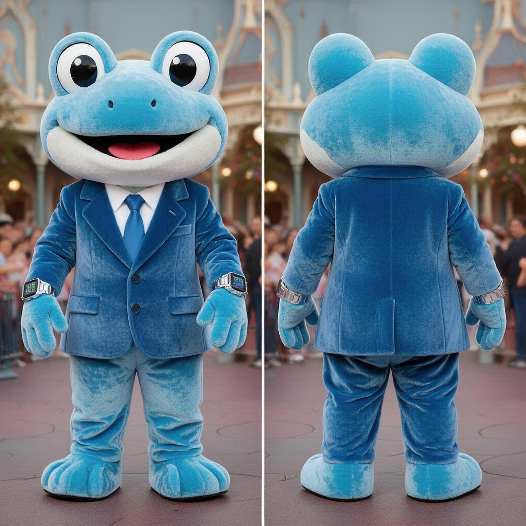 MASTICOT Sky Blue Velvety Frog Mascot