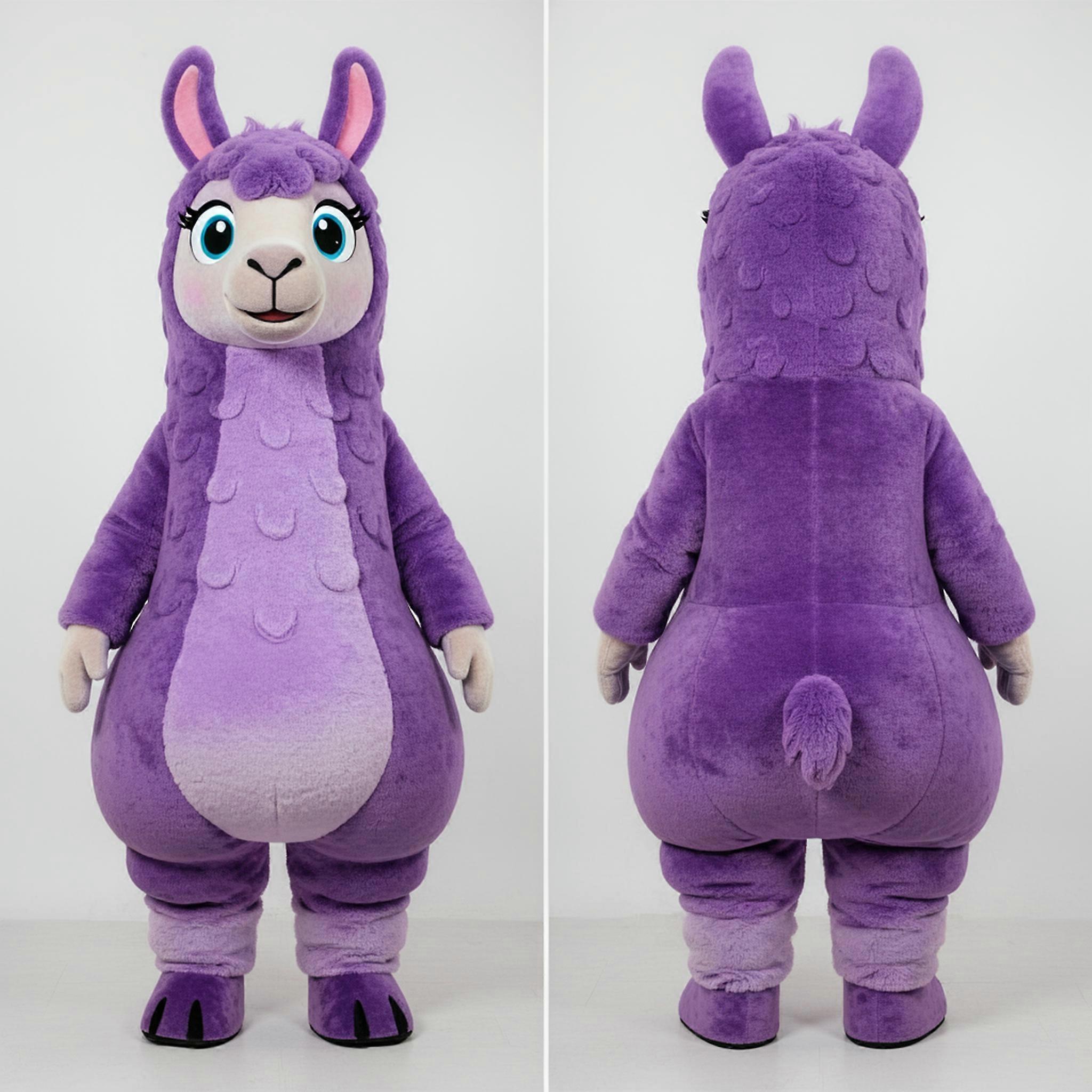 MASTICOT Purple Fluffy Llama Mascot