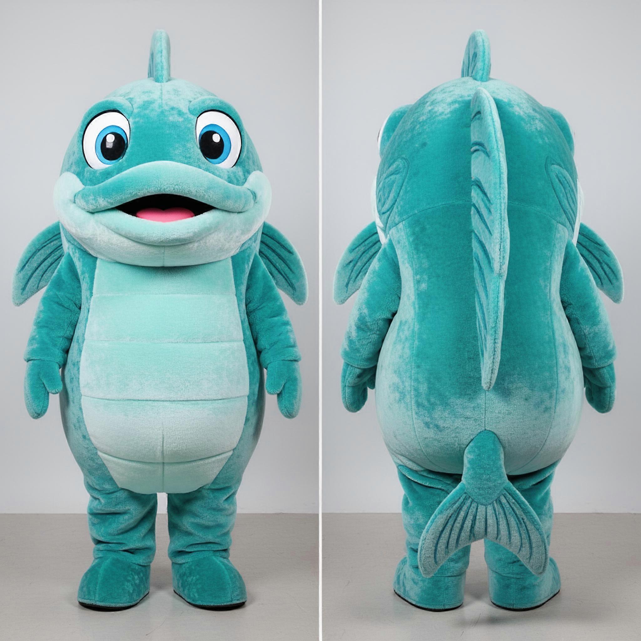 MASTICOT Turquoise Smiling Cod Mascot
