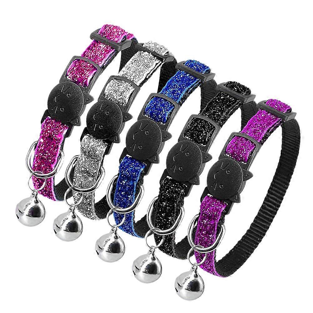 Cat Collar Nylon Adjustable with Bells Quick Release 5Pcs Pack