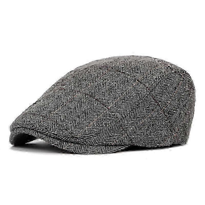 Middle-aged and elderly peaked cap adjustable classic beret flat hat (gray)