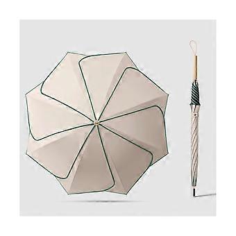 Solid Wood Handle Stick Umbrella with Large Canopy Coverage and Durable Steel Frame for Rain and Sun