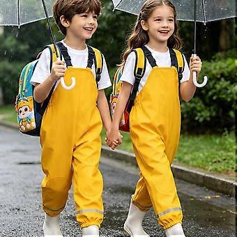A Outdoor PU Back-Strap Pants in a Solid Color with Reflective Strips, Slim-Fit, Suitable for Rainy Days And Everyday Outings, Including Playtime at T