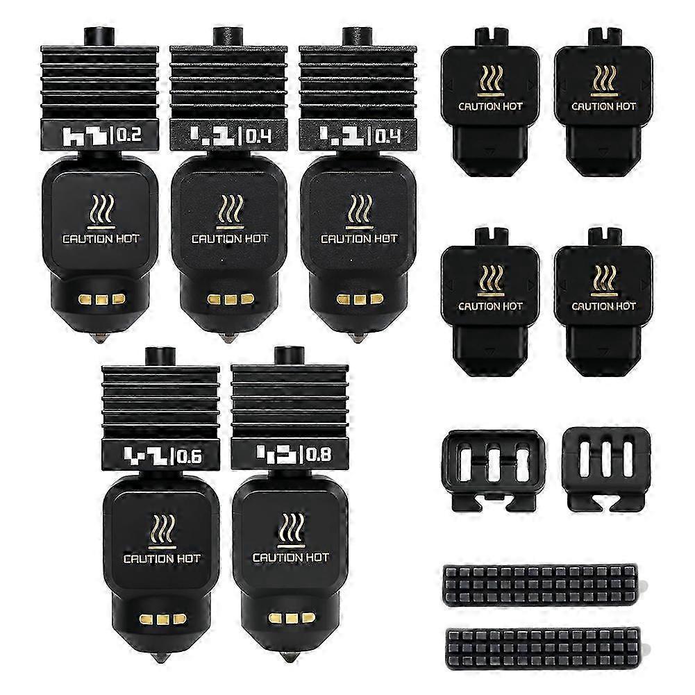 5Pack Hotend Nozzle Kit with 0.2/0.4/0.4/0.6/0.8MM for Bambu Lab H2D/H2S/H2C Combo/X2D/P2S/A1/A1mini 3D Printer