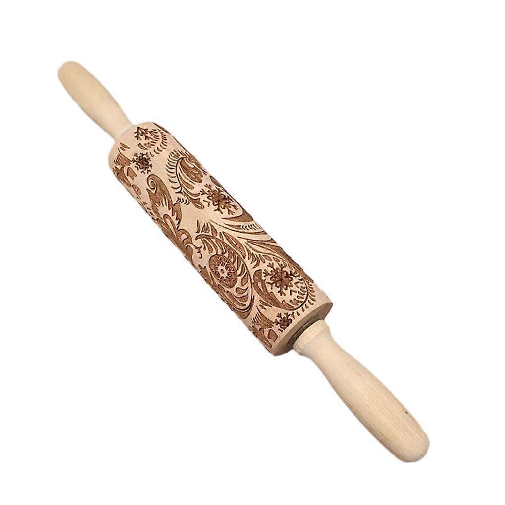 Wooden Christmas Pattern Rolling Pin