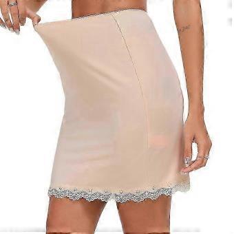 Kvinnors Satin Half Slip för Under Klänningar Underkjol med Spets Trim