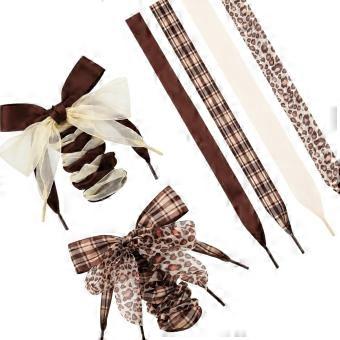 Soft Fabric Leopard Shoe Laces Designed to Resist Fraying During Repeated Threading and Tying, with 4 Decorative Ribbon Pairs for Eyelet Footwear