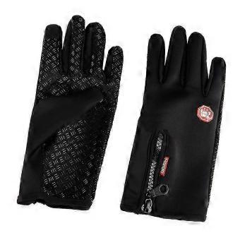 1 Pair Outdoor Unisex Waterproof Touch Screen Zipper Full Finger Cycling Gloves