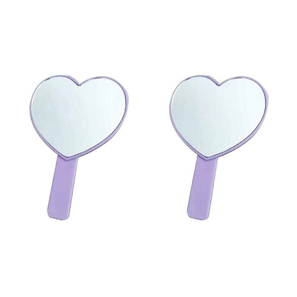 2 stuks handheld make-up spiegel draagbare hartspiegel mini make-upspiegel