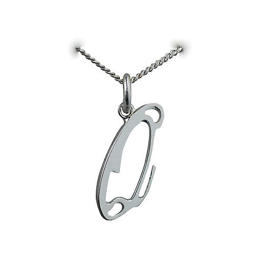 Silver 23x11mm plain Palace script Initial Q Pendant with a curb Chain 24 inches