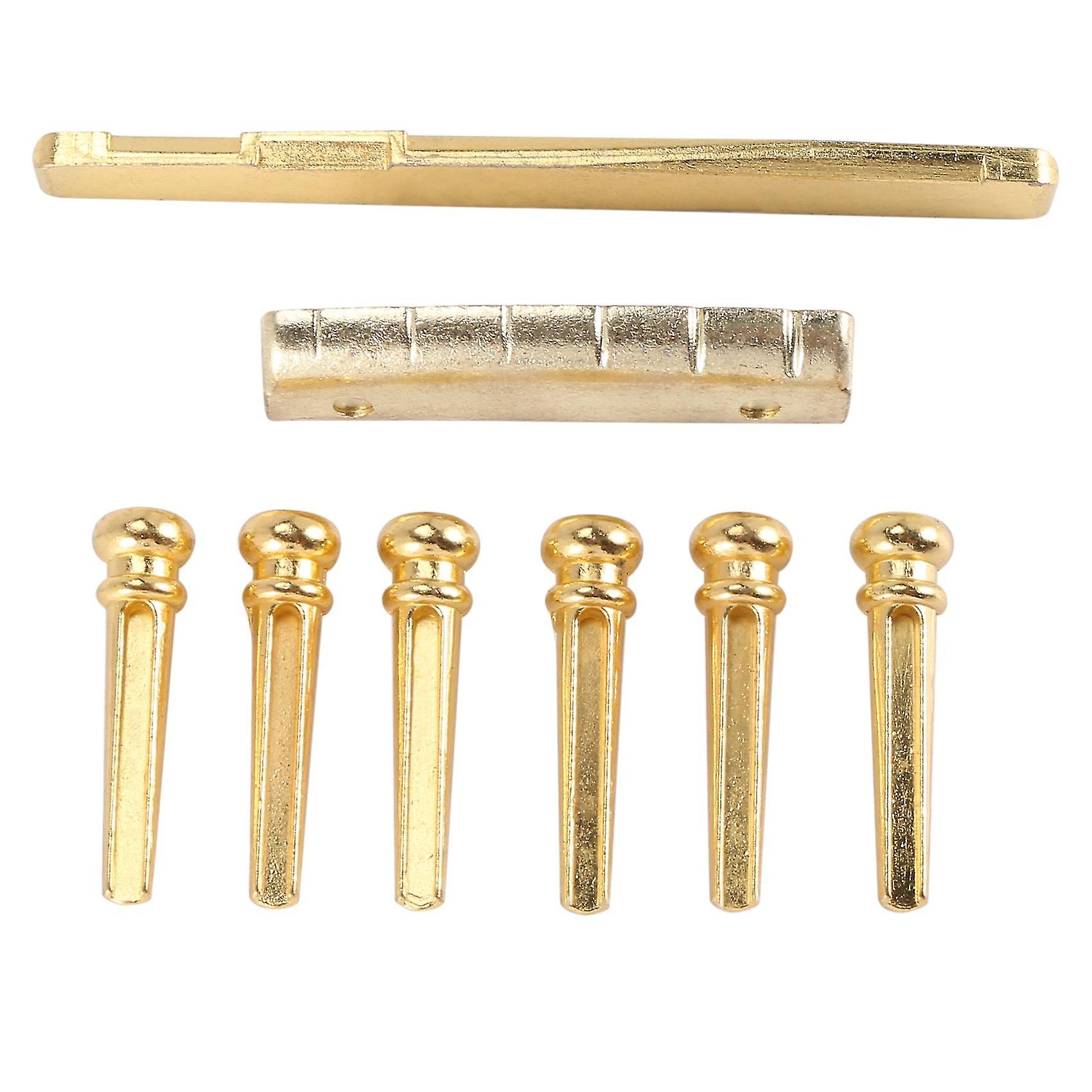 6st Gitarr Mässing Bridge Pins Sadelmutter Reservdelar för akustisk gitarr