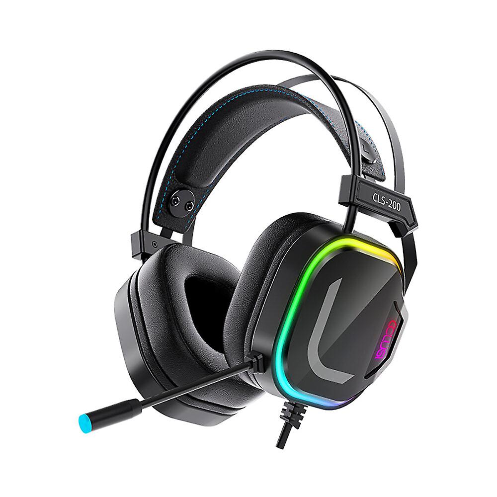 Gaming Headset With Omnidirectional Microphone Colorful Rgb Light 50mm Unit For Pc Laptop