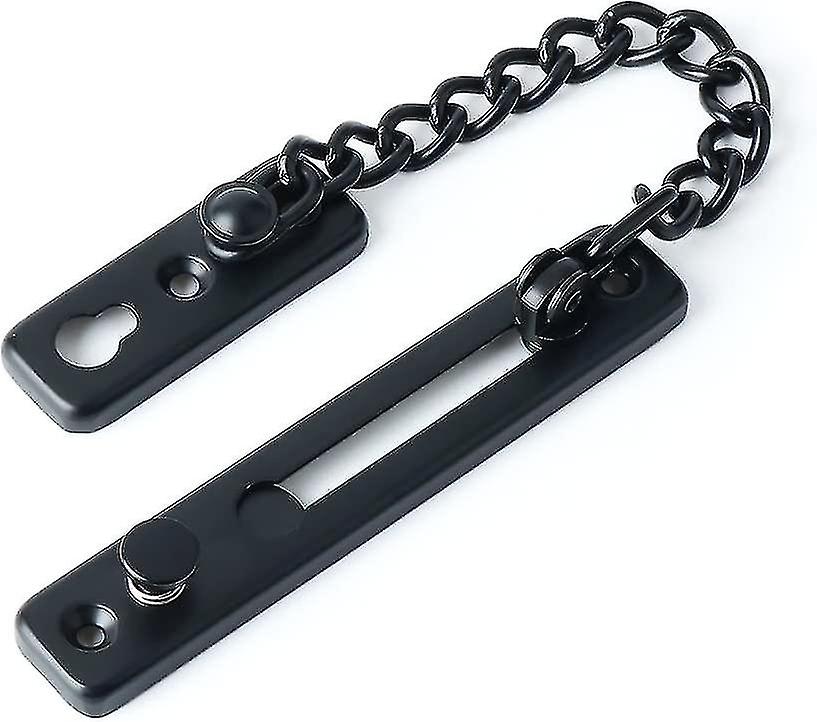 Security Door Chain Narrow Door Limiter Spring Anti-theft Door Lock With Screws For Home Interior Door, Stainless Steel Matte Black Finish Jiuj