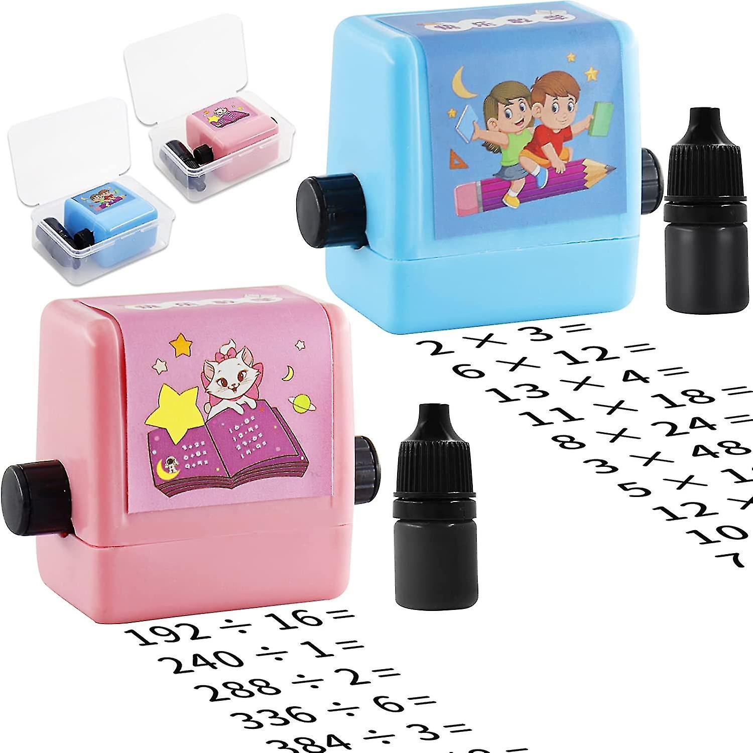 2pcs Roller Digital Teaching Stamp For Kids,reusable Math Educational Toy For Multiplication Division Exercises