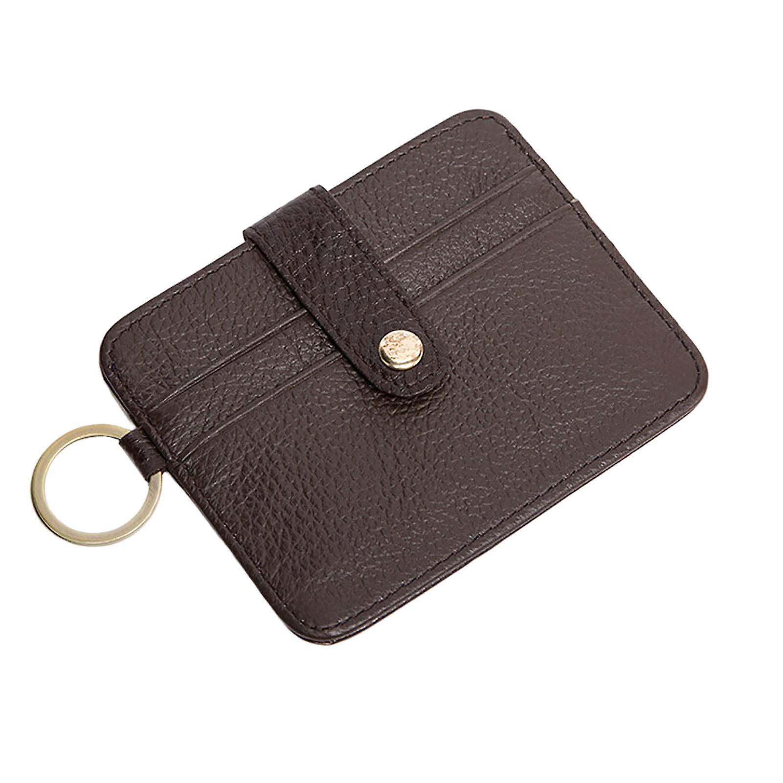 Thin Cowhide Card Holder with Keyrings Multi-Purpose Large Capacity Purse for Men Male Youth