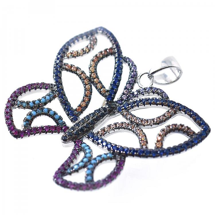 Cz. & 925 Sterling Silver Butterfly Pendant awo-3