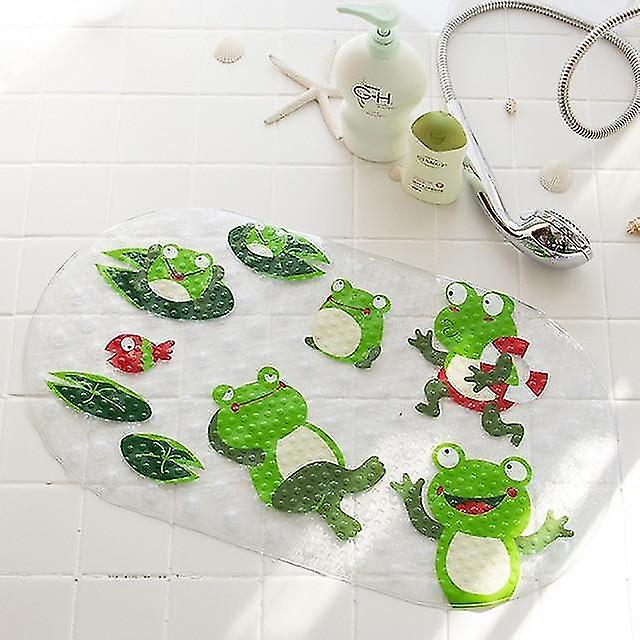Transparent Frog Cute Cartoon Printed Anti Slip Pvc Bath Mats Sucker Pad