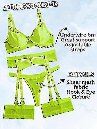 Linrie Set For Women 4 Piece Bra And Panty Set With Garter Belt Spy Linrie  Set With Thigh Cuffs | Fruugo ZA