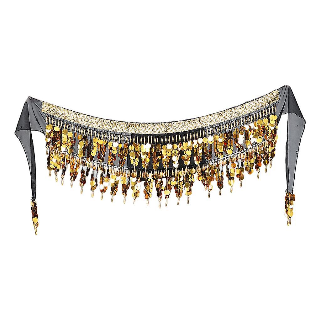 Costumes de danse orientale Hanche écharpe Festival ceinture Inde Dancewear Wrap jupe Noir Or