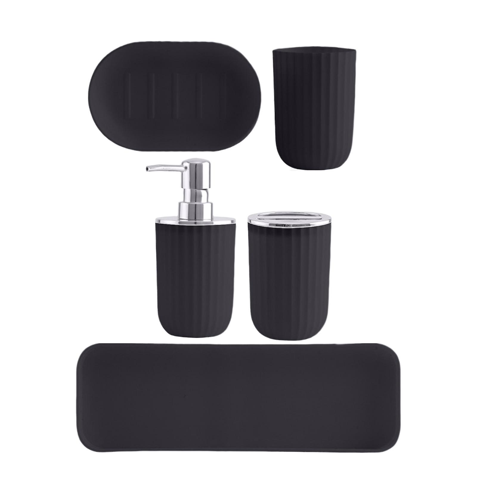 Plastic Bathroom Accessories Set Apartment Necessities Modern Decor Black