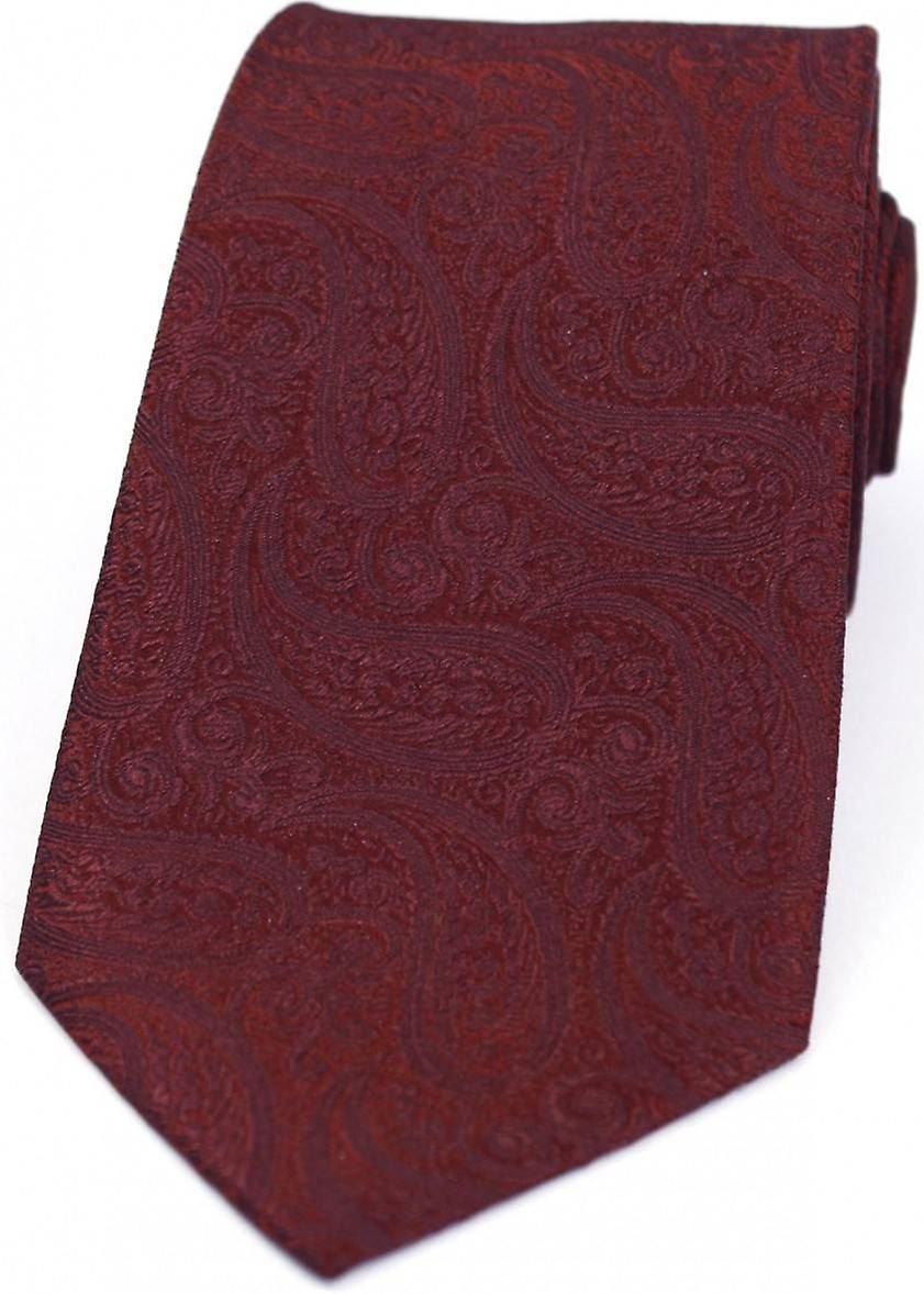 David Van Hagen Classic Paisley Silk Tie - Wine Red