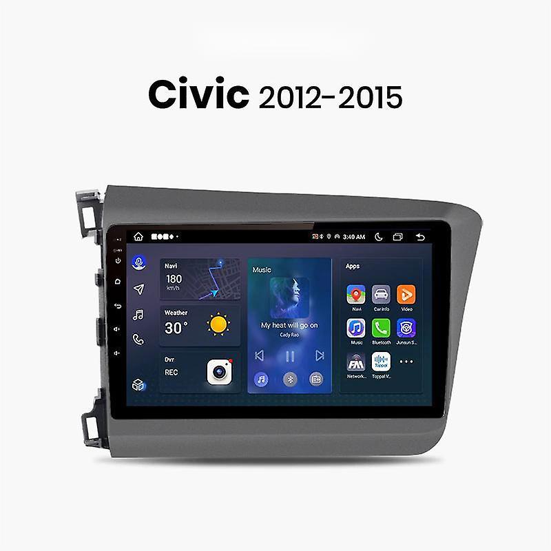 For Honda Civic 2012-2015 Android CarPlay Car Radio Multimedia Video Player DSP IPS GPS Navigation