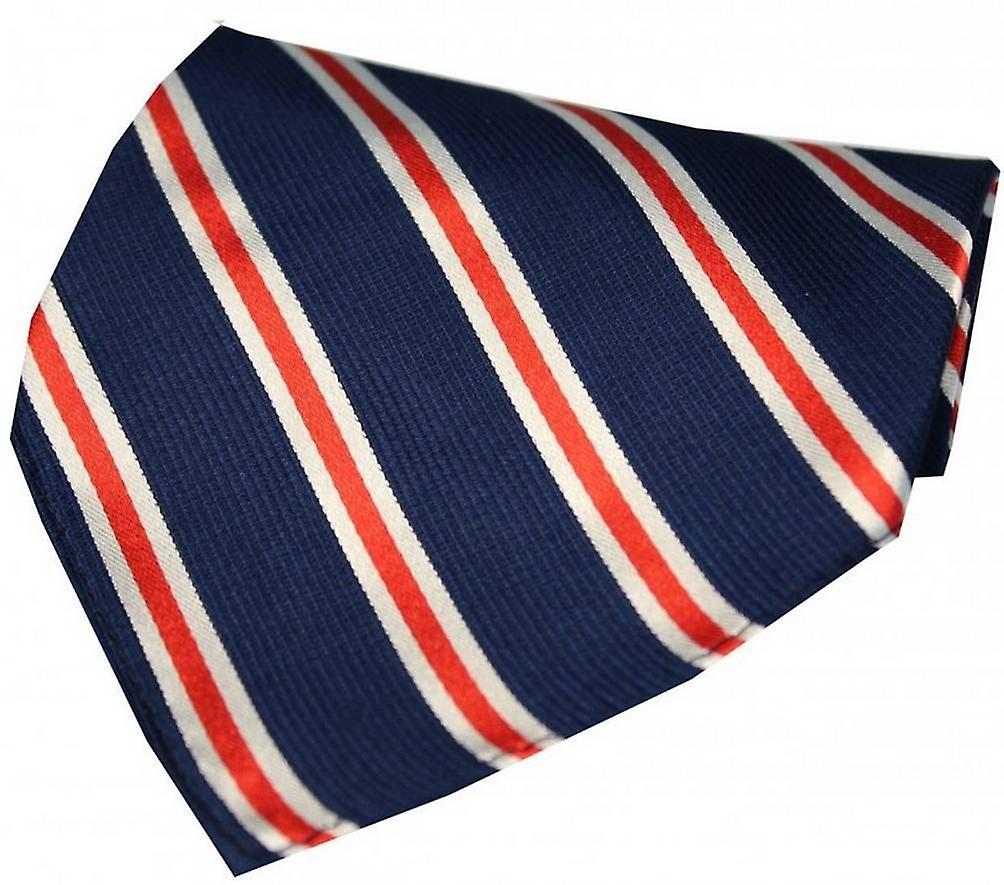David Van Hagen Striped Silk Handkerchief - Navy/Red/White