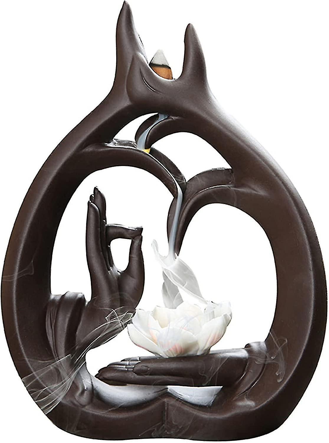 Ceramic Backflow Incense Burner, Lotus Shape