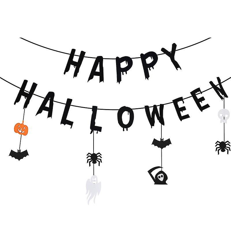 1 Set Halloween Banner Waterproof Smooth To Touch Fine Texture Fade-resistant Multipurpose Decorative Non-woven Fabric Halloween Banner Ornament Photo