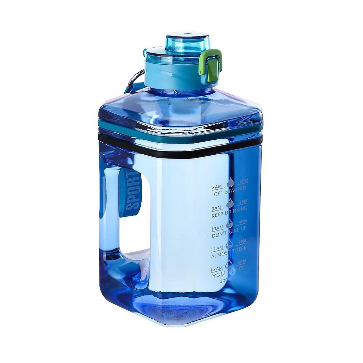 2.2L Water Bottle Large Capacity Time Scale with Portable Handle Motivational Shaker Bottle for Gym