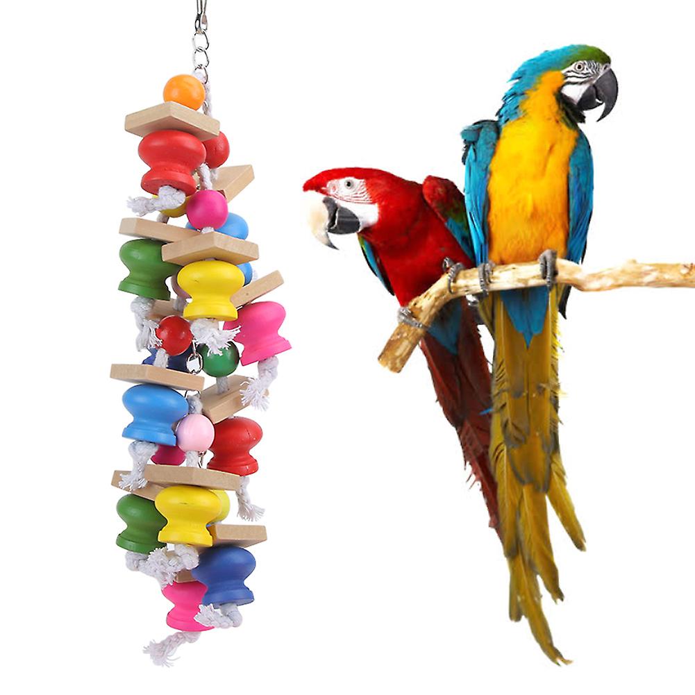 Colorful Wooden Swing Blocks for Pet Birds - Safe Natural Material, Multi-Color Design, Interactive Toy, 4 Inches
