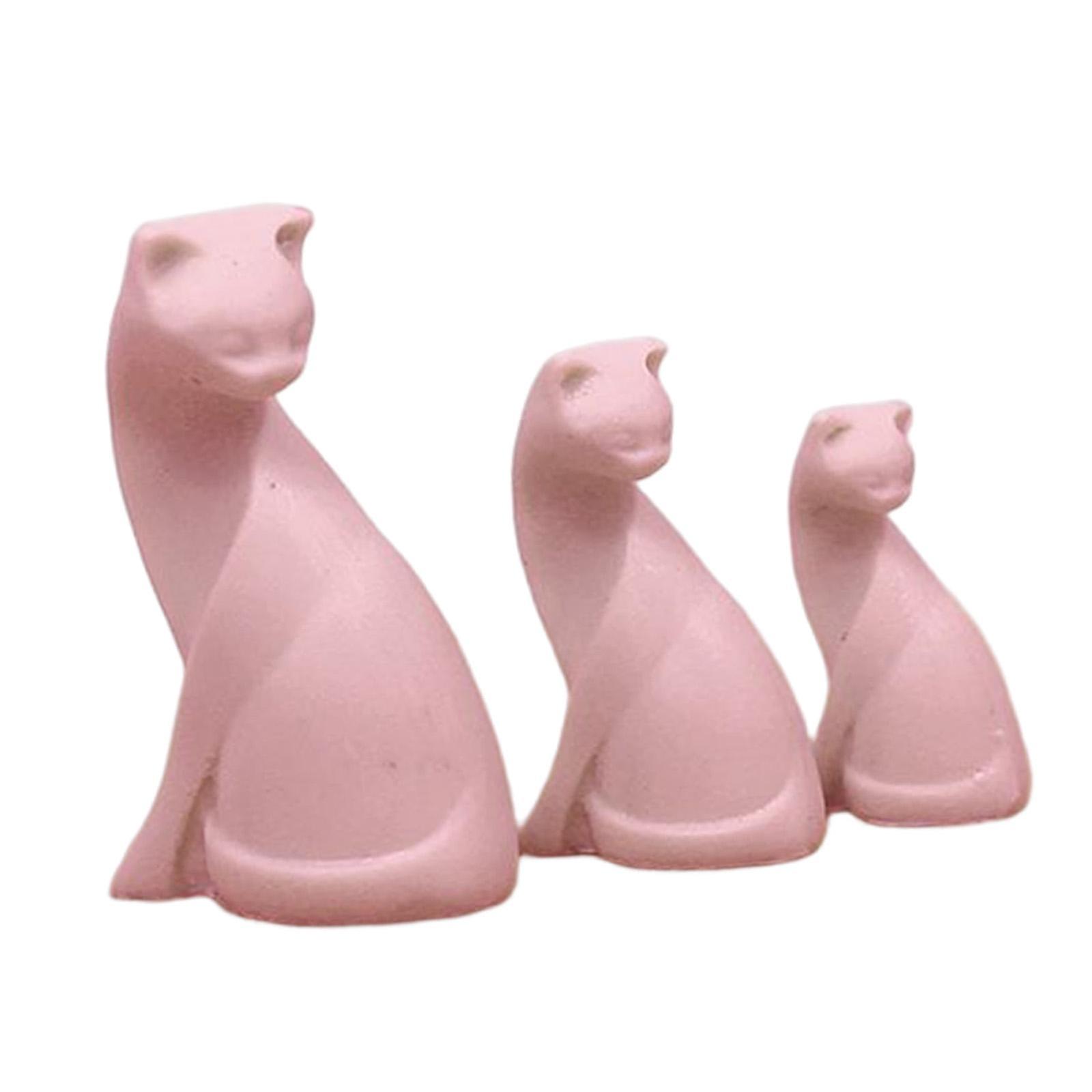 1/12 ミニチュアキャットフィギュア デスクデコレーション用コレクティブルオーナメント ピンク