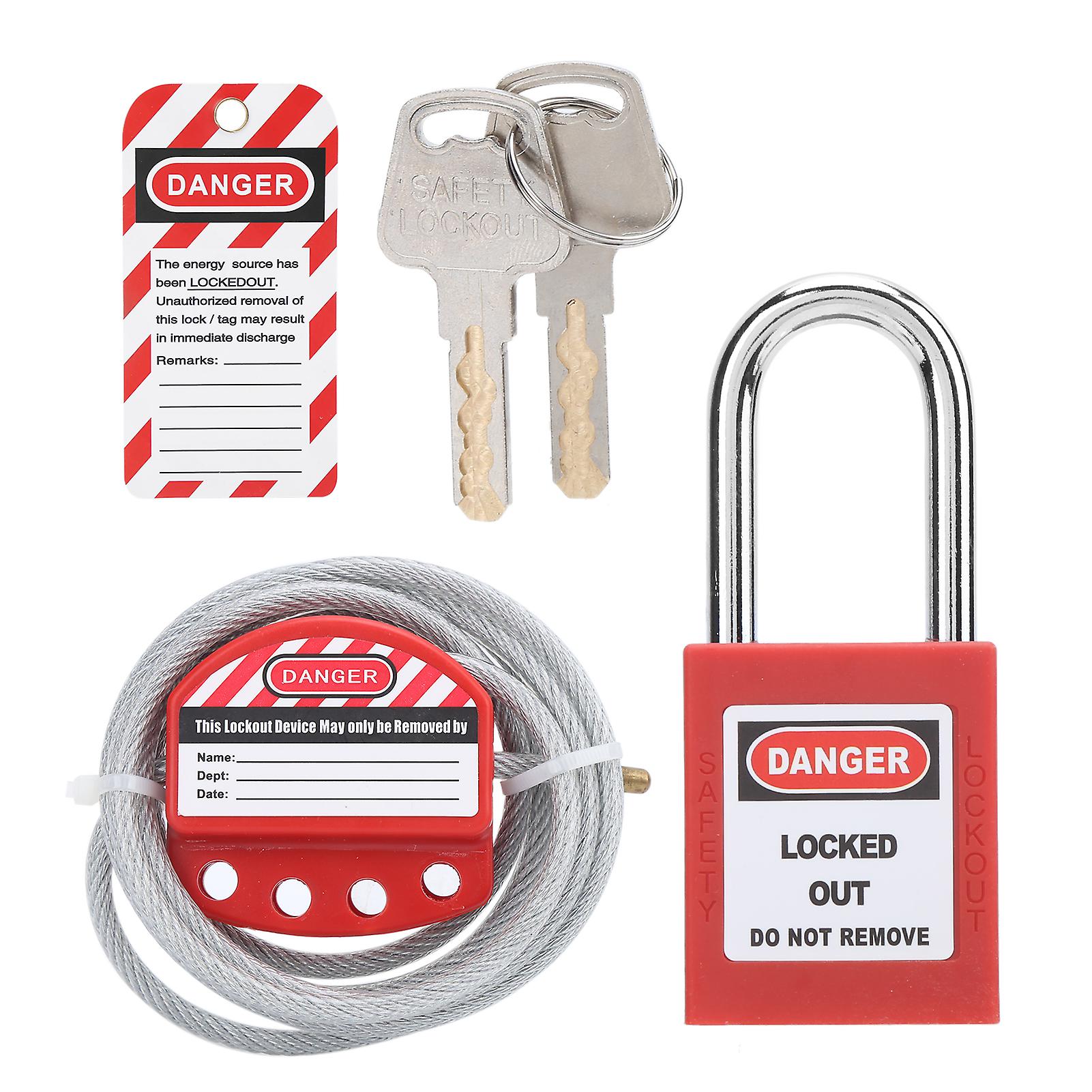 Adjustable Cable Lockout Hasp - Durable Safety Padlock with Writable Warning Signs