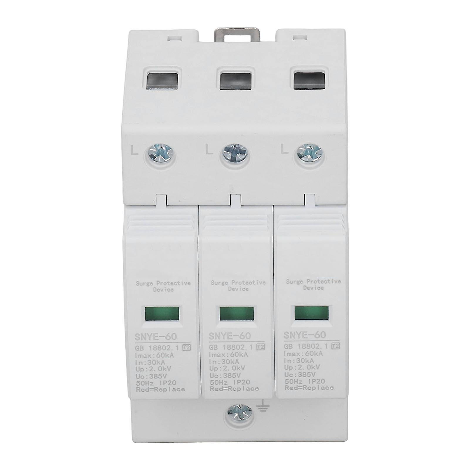 White Distribution Box Surge Protection Device IP20 Safe Simple Combiner Box Voltage Surge Arrester 60KA 3P 385V 