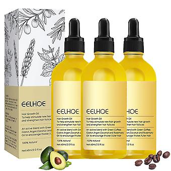 Carvenchi Natural Hair Oil Veganic Natural Hair Growth Oil Reduce Hair Loss for Dry Damaged Hair 3PCS